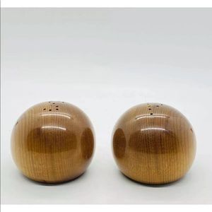 Vintage Myrtlewood Round Ball Salt and Pepper Shakers from Oregon